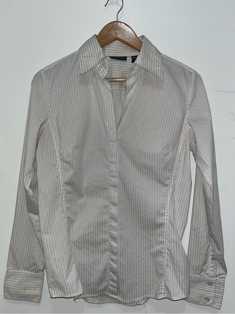 Pinstripe Button-Down Shirt - Gray & White